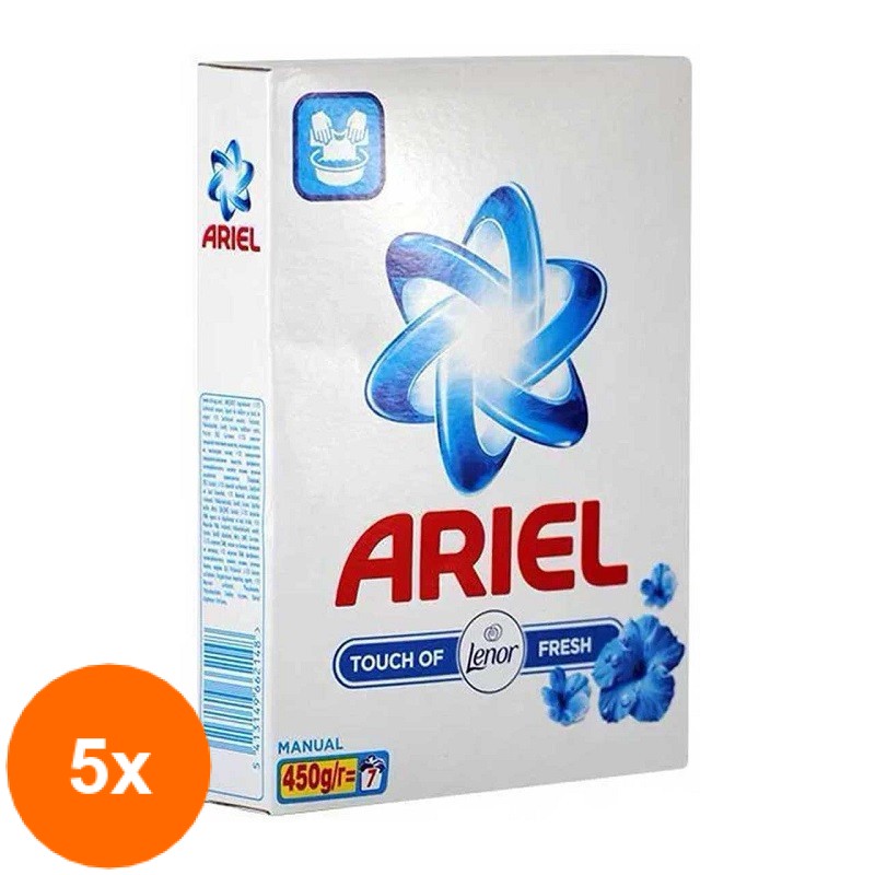 Set 5 x Detergent Manual Pudra Ariel Lenor Fresh, 450 g