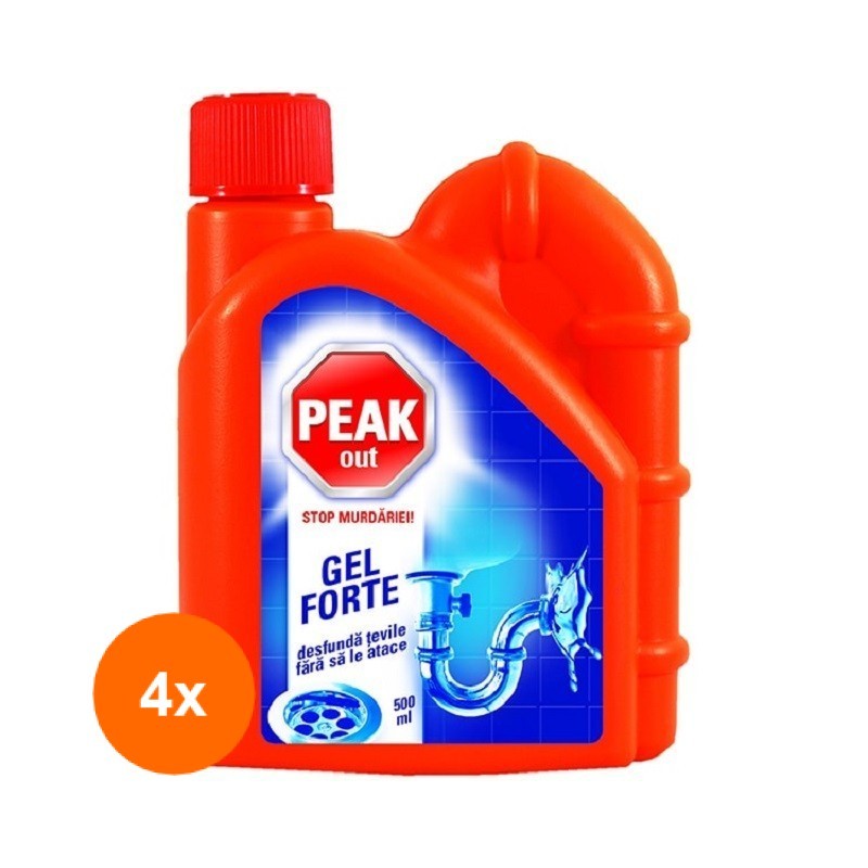 Set 4 x Gel Forte pentru Desfundat Tevi Peak Out, 500 ml