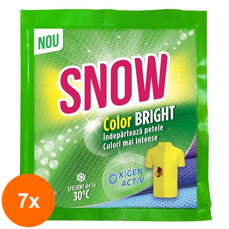 Set Pudra pentru Indepartarea Petelor Snow Color Bright, 7 Bucati x 120 g