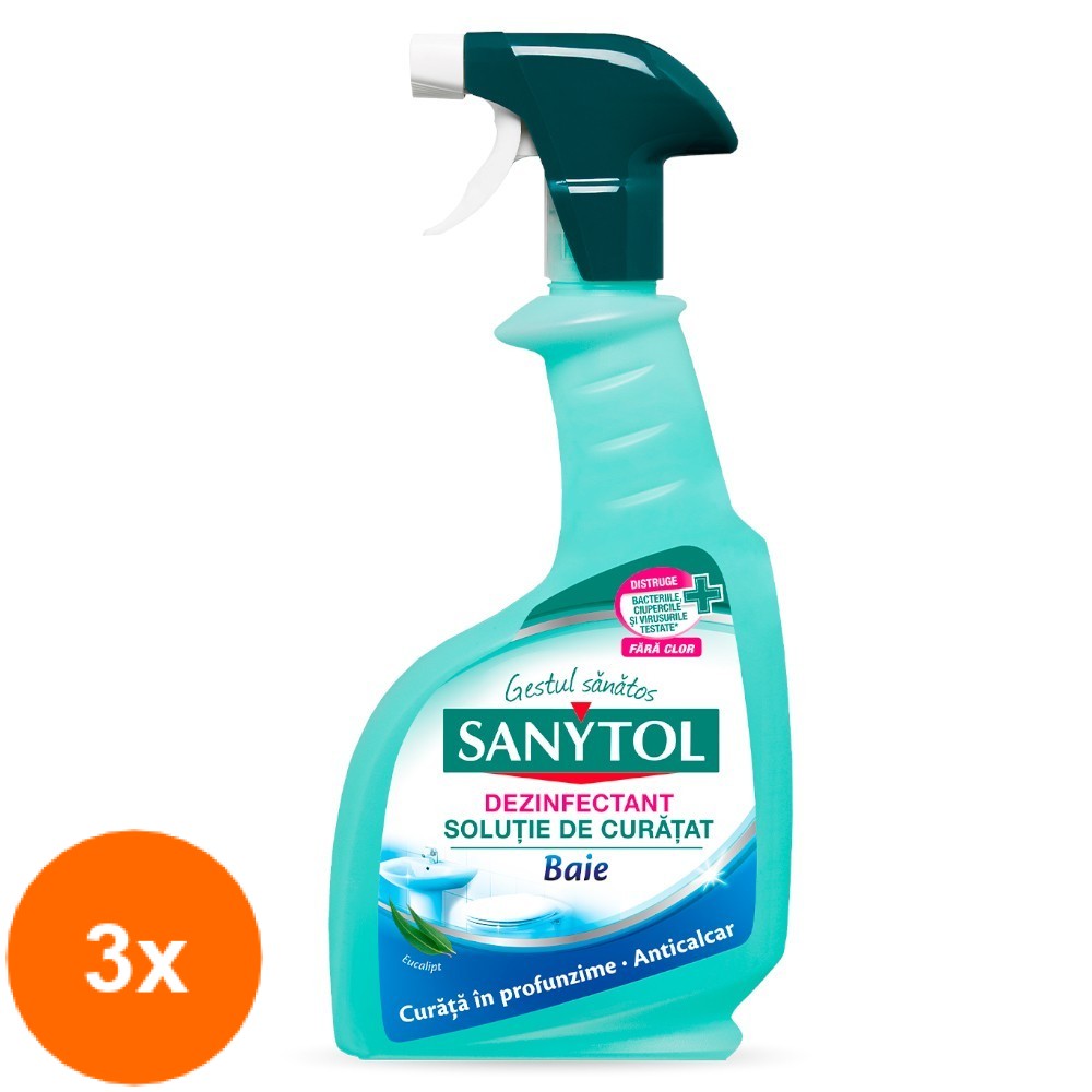 Set Spray Dezinfectant Baie Sanytol, 3 Bucati x 500 ml