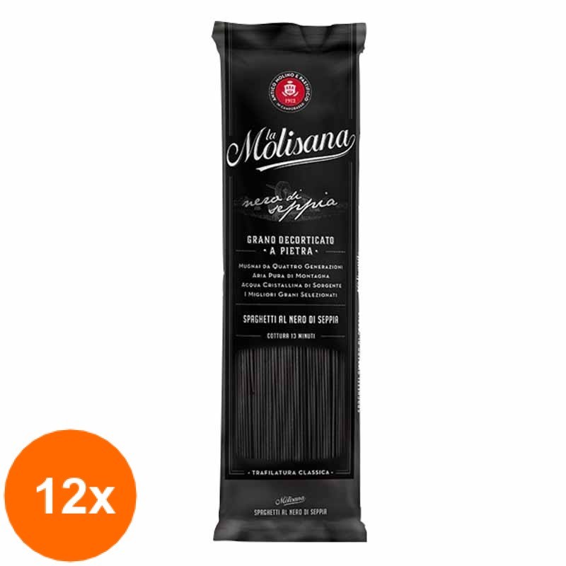 Set 12 x Paste Spaghetti Negre La Molisana - Nero Di Sepia 500 g