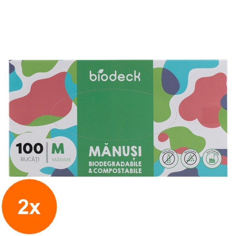 Set 2 x Manusi Biodegradabile, Compostabile, Marimea M, 100 buc