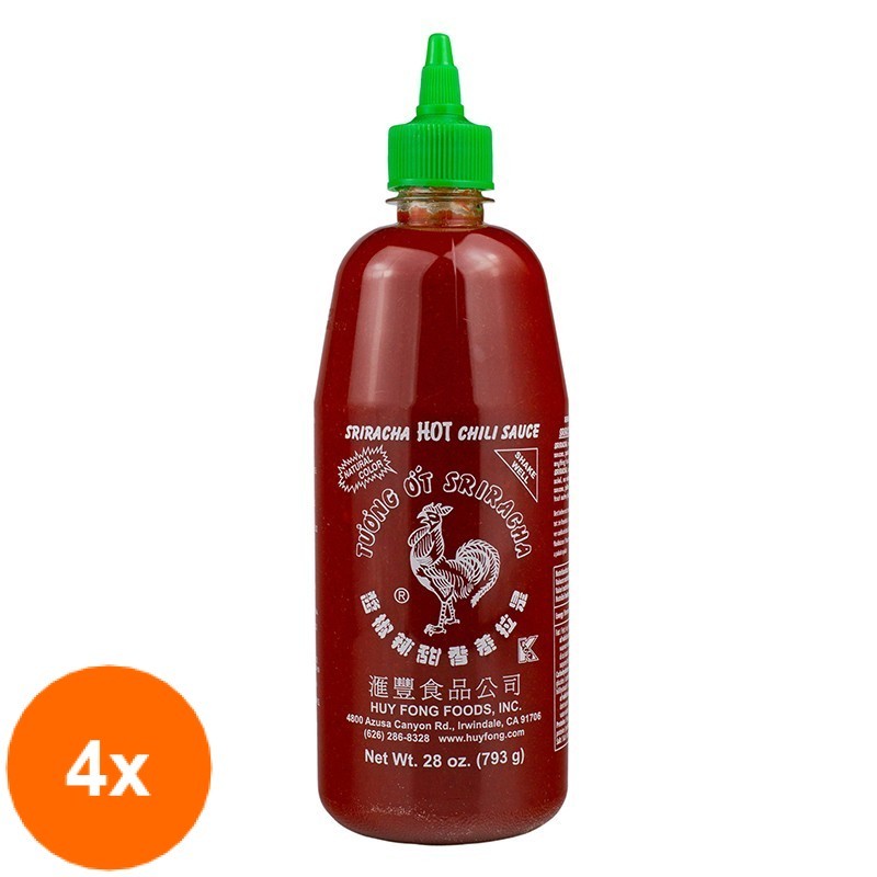 Set 4 x Sos Chili Iute Huy Fong Sriracha 740 ml