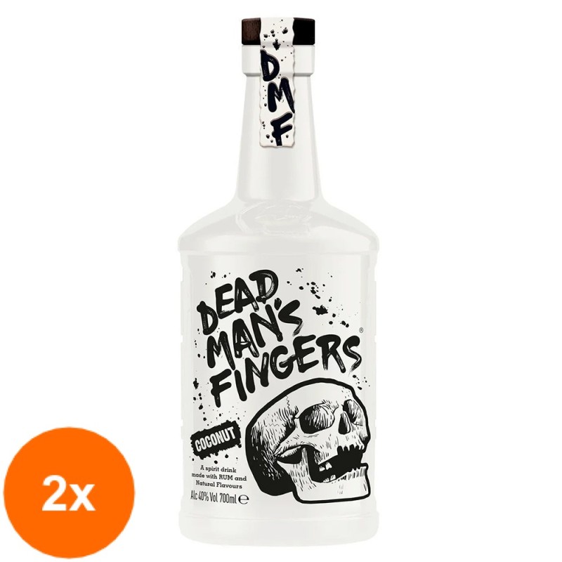 Set 2 x Rom cu Cocos Dead Mans Fingers 37.5% Alcool, 0.7 litri