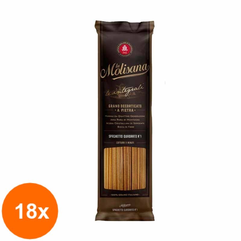 Set 18 x Paste Integrale Spaghetti Quadrato No1 La Molisana, 500 g