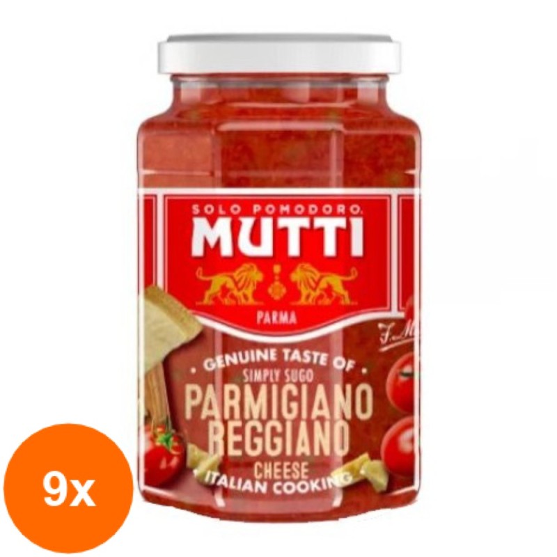 Set 9 x Sos pentru Paste Mutti cu Parmigiano Reggiano, 400 g