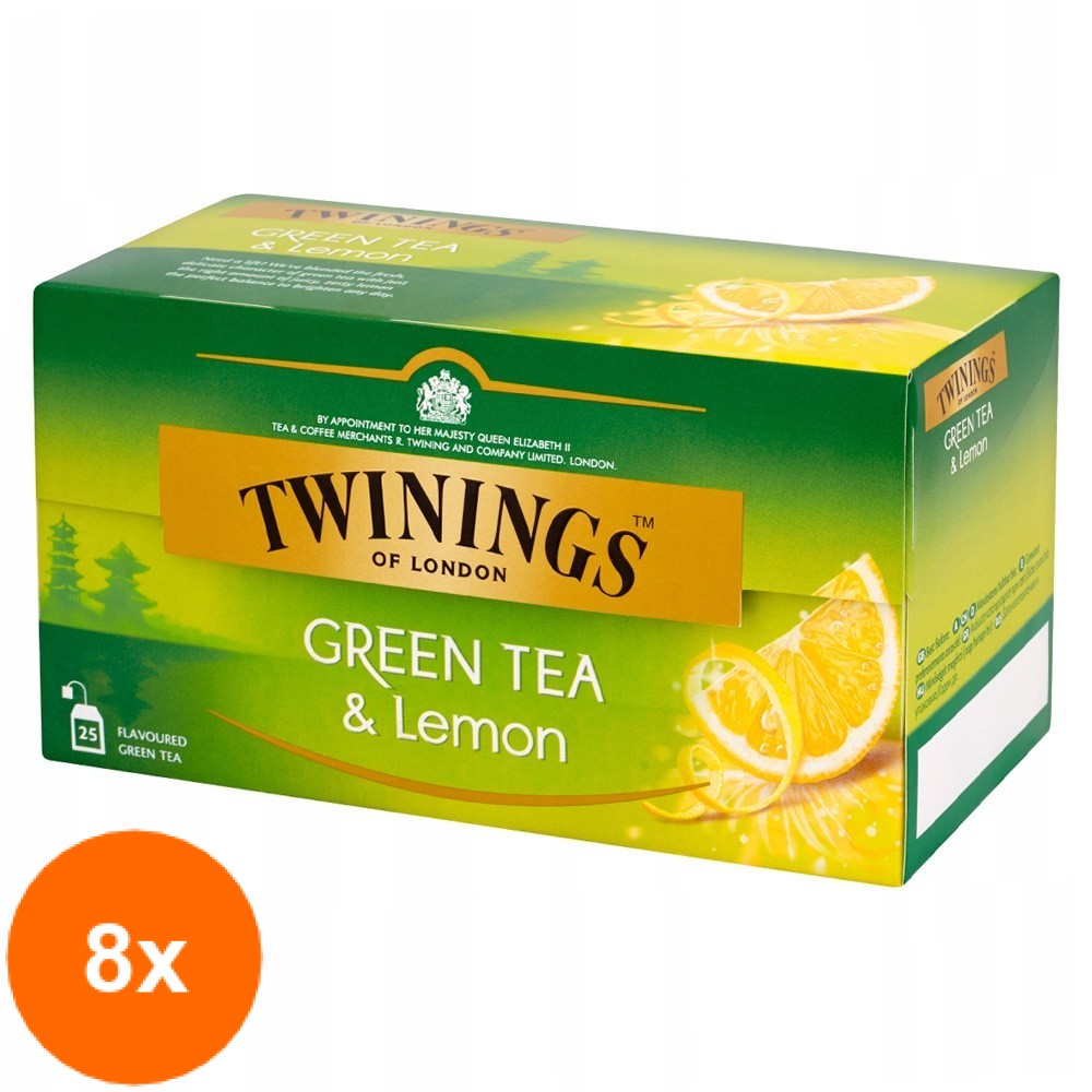 Set 8 X Ceai Verde cu Aroma Lamaie Twinings 25 x 1.6 g