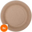 Set 8 x Farfurii Biodegradabile, Compostabile de Carton, Rotunde, Kraft, 18 cm, 12 buc