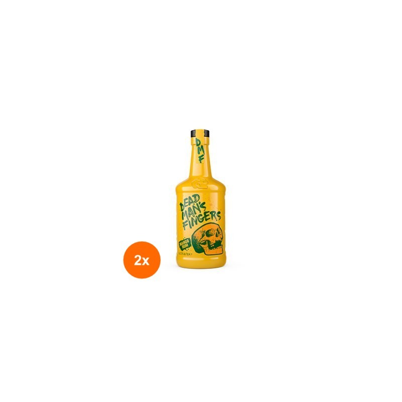 Set 2 x Rom Dead Mans Fingers, Mango Rum, 37.5% Alcool, 0.7 l
