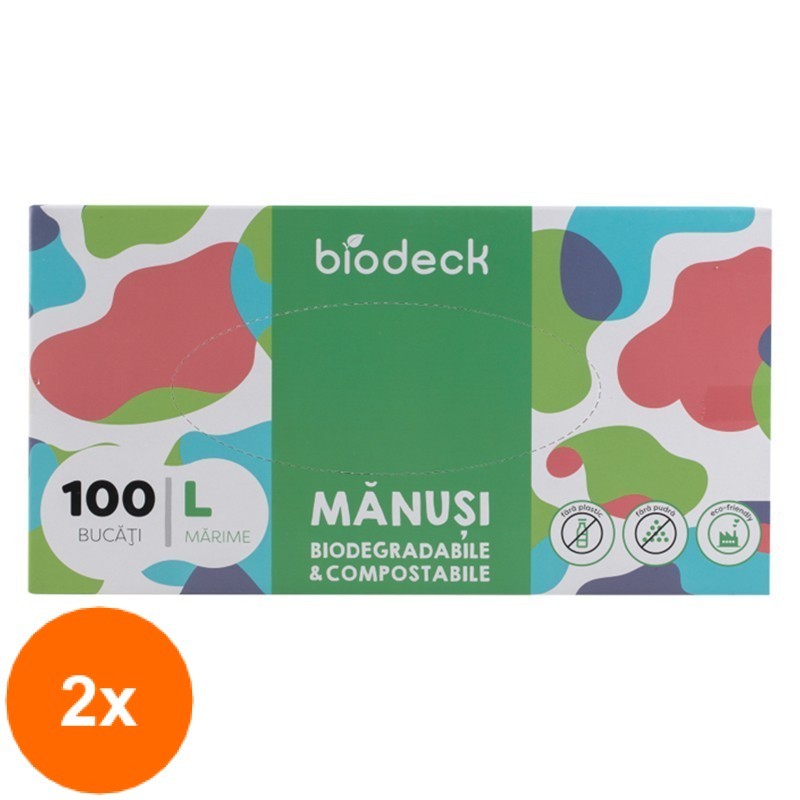 Set 2 x Manusi Biodegradabile, Compostabile, Marimea L, 100 buc