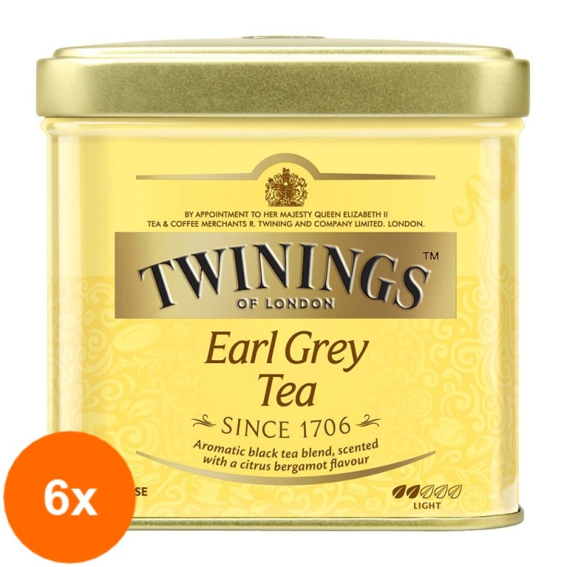 Set 6 X Ceai Negru Earl Grey Cutie Metal Twinings 100 g
