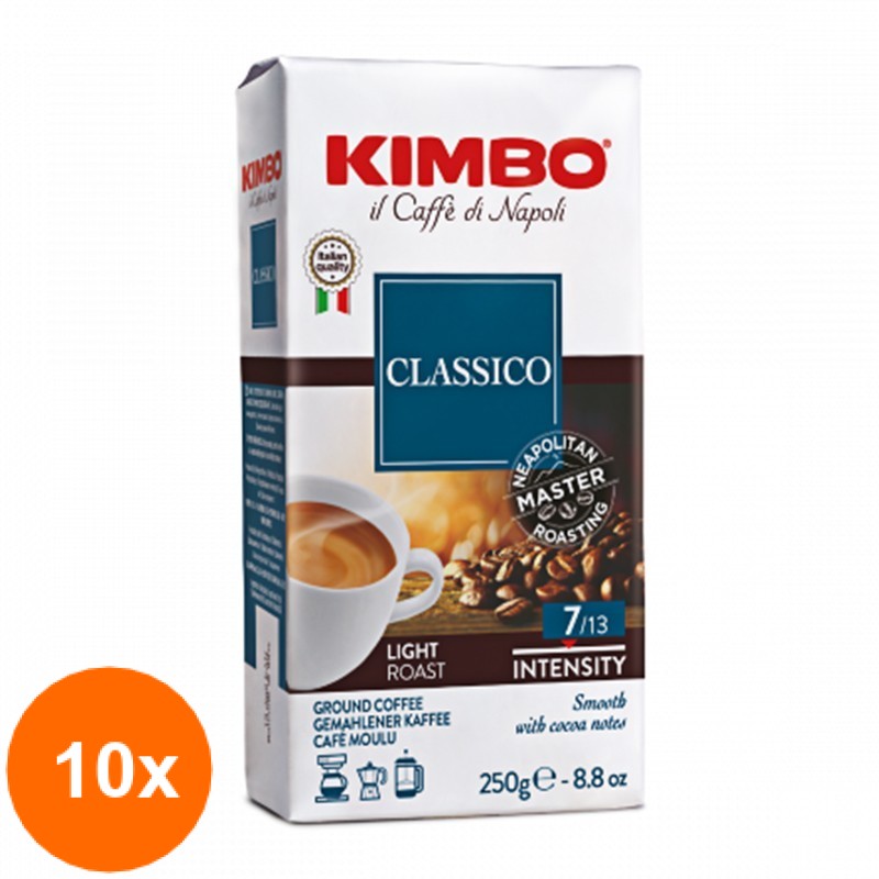 Set 10 X Cafea Macinata Aroma Classico Kimbo 250 g