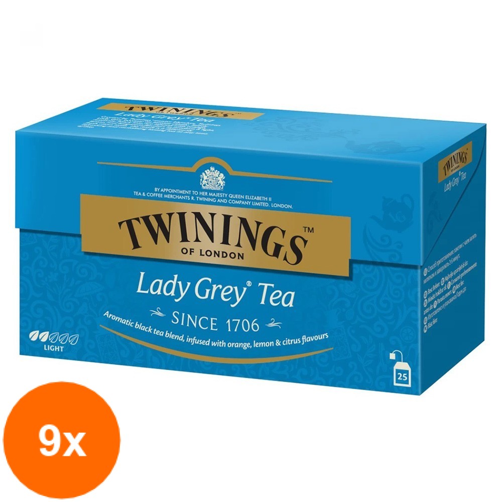 Set 9 X Ceai Negru Lady Grey Twinings 25 x 2 g