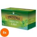 Set 8 X Ceai Verde cu Aroma Menta Twinings 25 x 1.5 g
