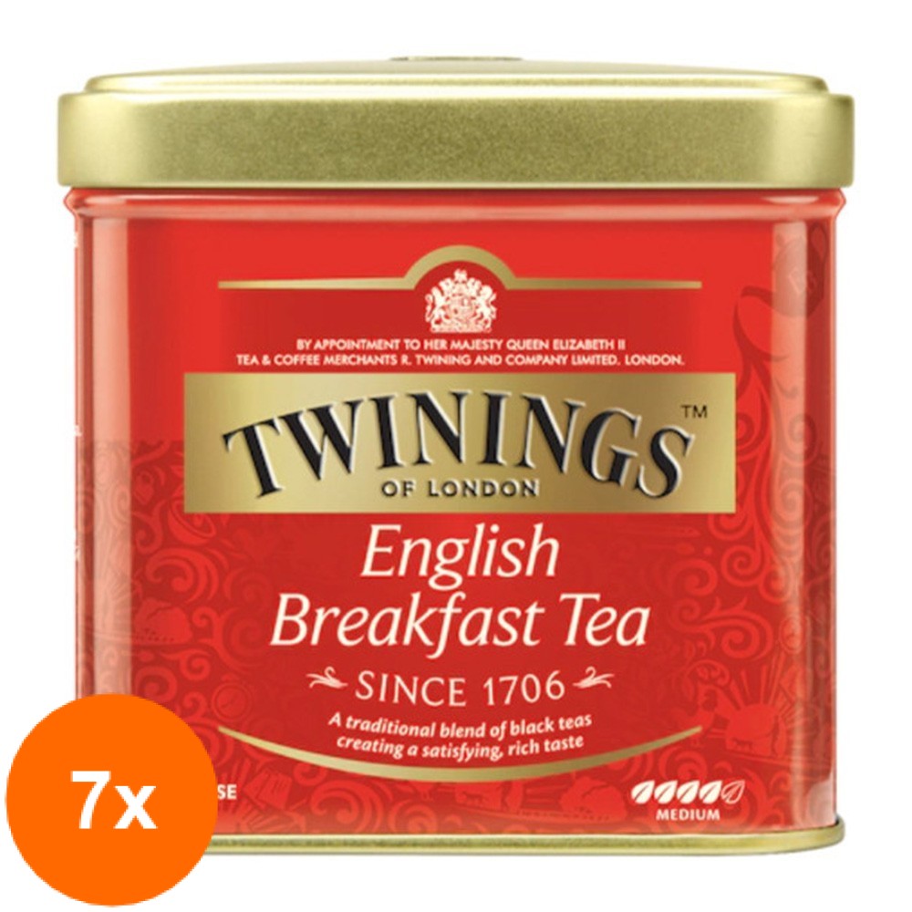 Set 7 X Ceai Negru English Breakfast Cutie Metal Twinings 100 g