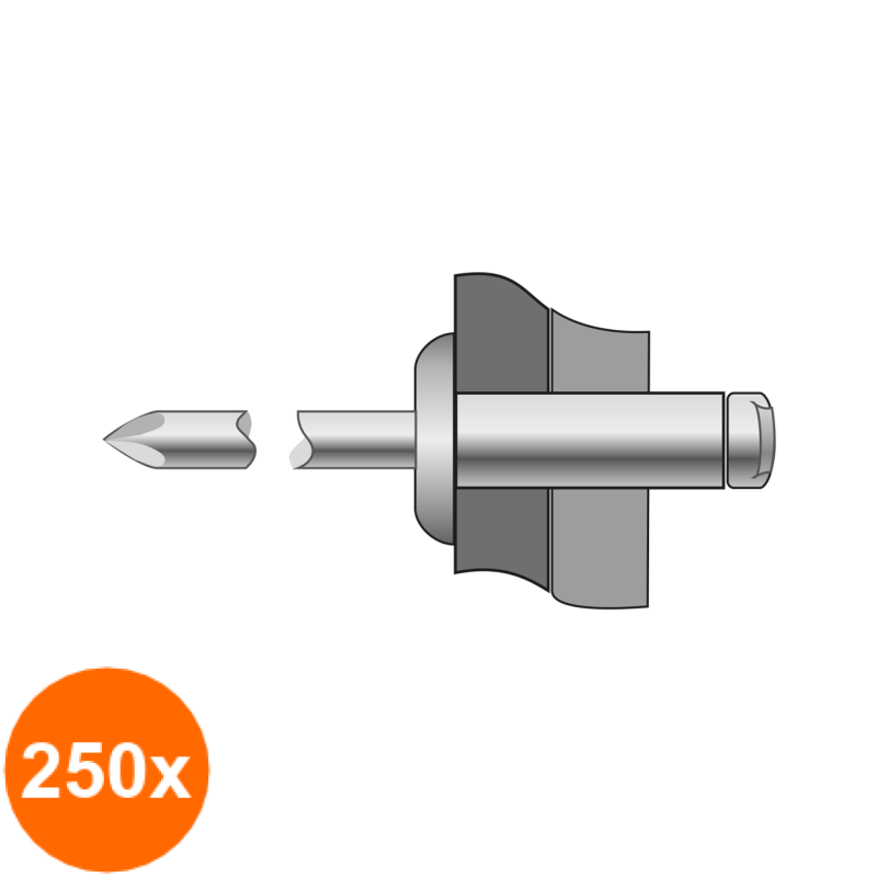 Set 250 x Pop-nituri Cap Bombat Inox A2inox A2-4.8 x 12