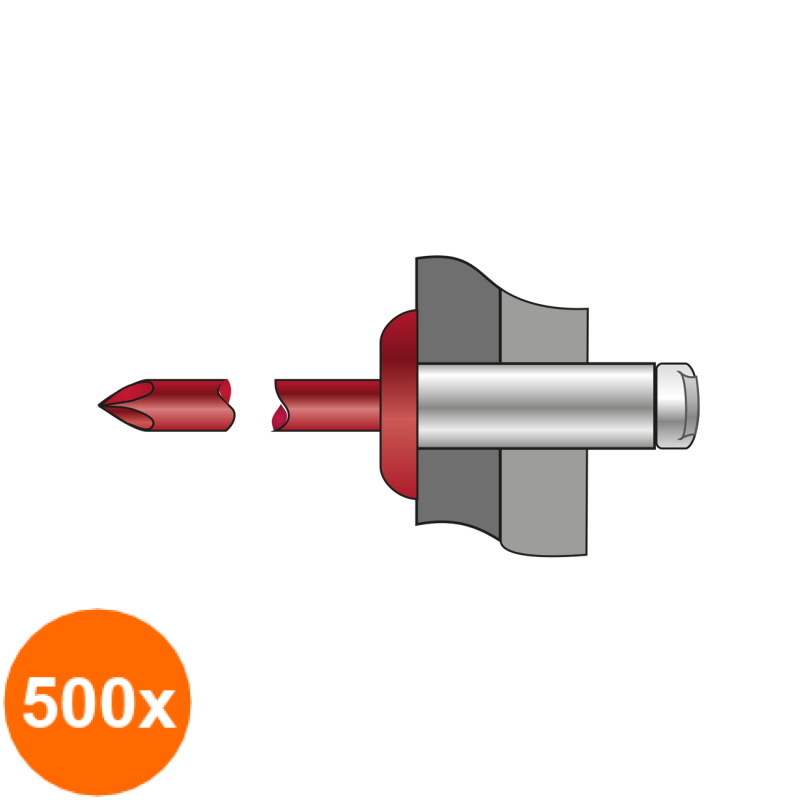 Set 500 x Pop-nituri Standard Cap Bombat Alb Aluminiu Otel-4 x 8 Ral 9010