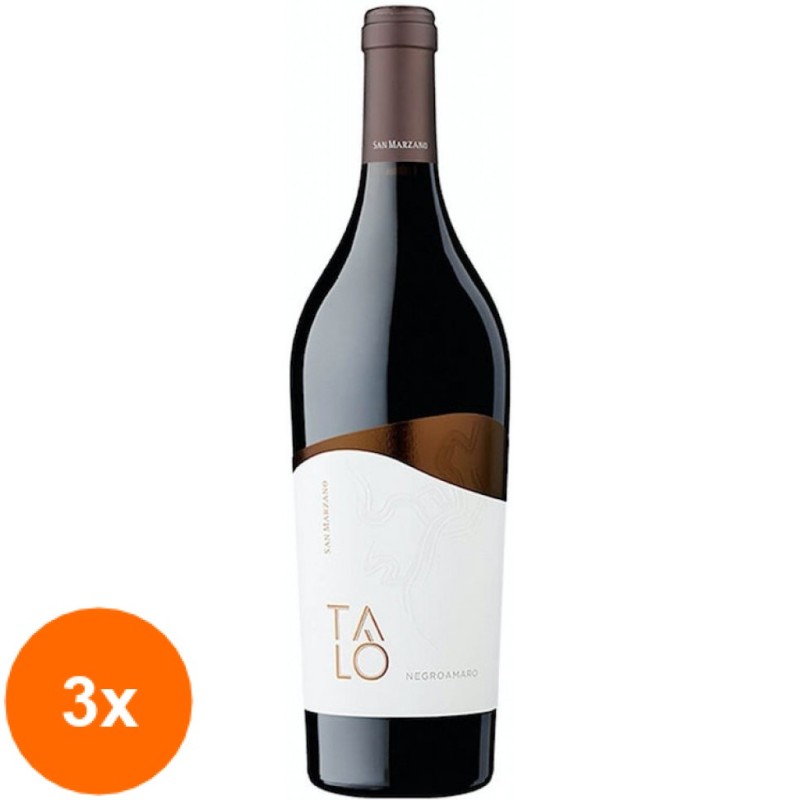 Set 3 x Vin Rosu Talo Negroamaro Salento Vin Rosu IGP San Marzano 13,5% Alcool 750 ml