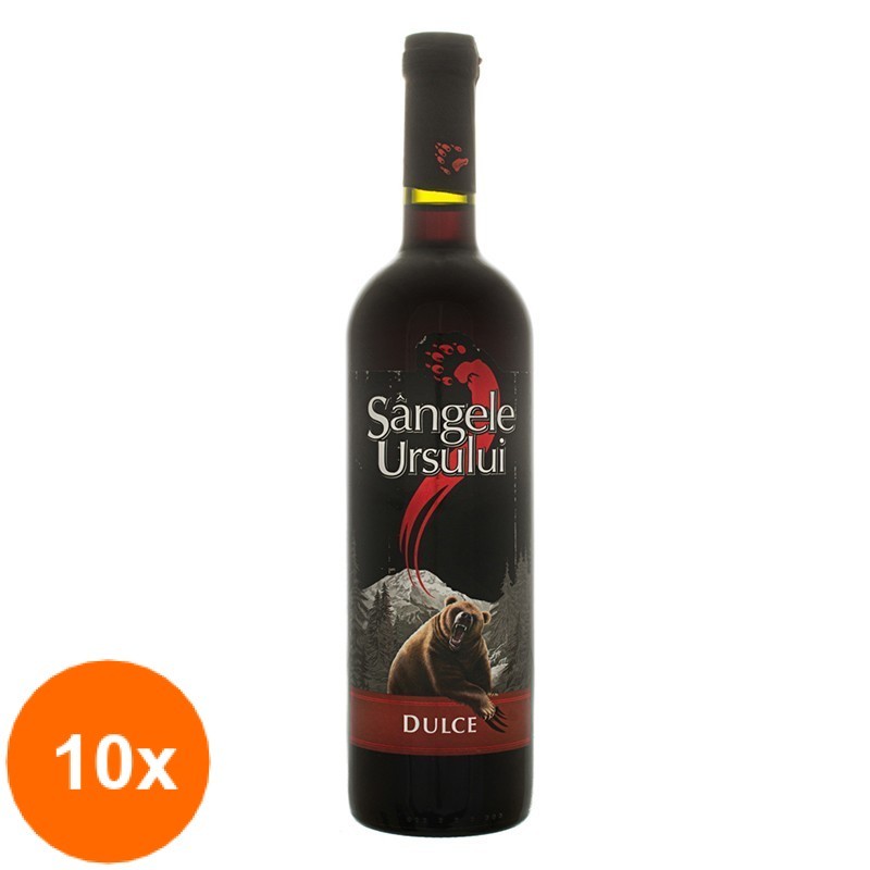 Set 10 x Vin de Masa Rosu Crama Ceptura Sangele Ursului, Dulce, 0.75 l