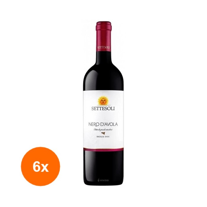 Set 6 x Vin Rosu Nero Davola Sicilia DOC Settesoli 750 ml