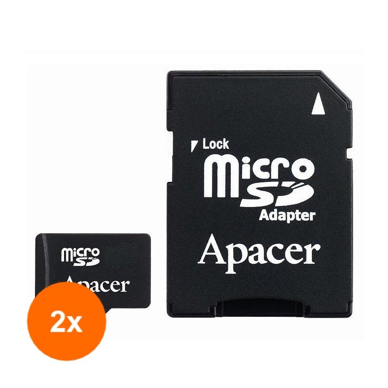 Set 2 x Card MicroSDxc Uhs-i 64GB Clasa10 cu Adaptor SD, Apacer