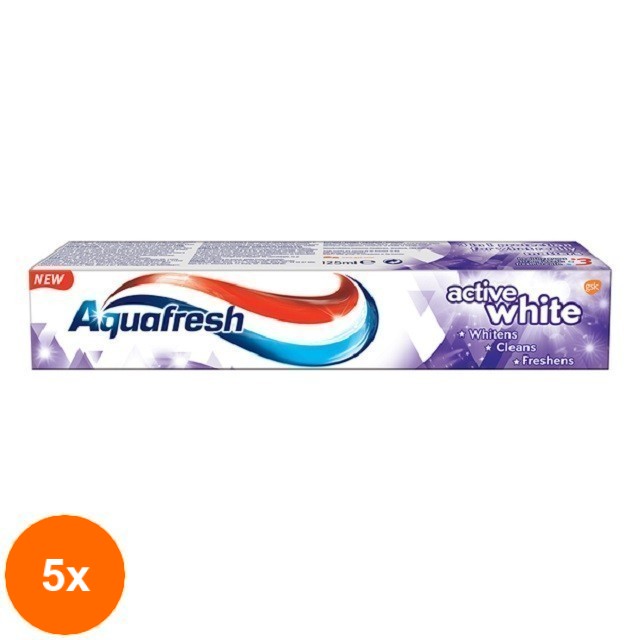 Set 5 x Pasta de Dinti Aquafresh Active White 125 ml