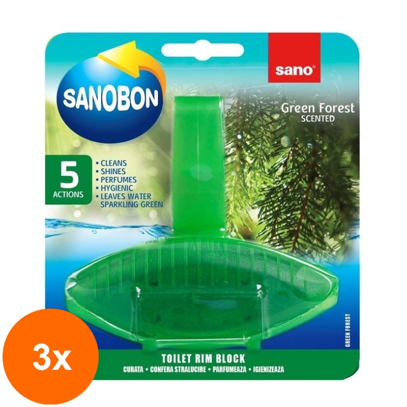 Set 3 x Odorizant WC Sano Bon Green Forest, 55 g