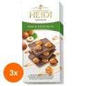 Set 3 x Ciocolata cu Lapte si Alune de Padure Heidi Grand-Or Milk & Hazelnuts 80 g