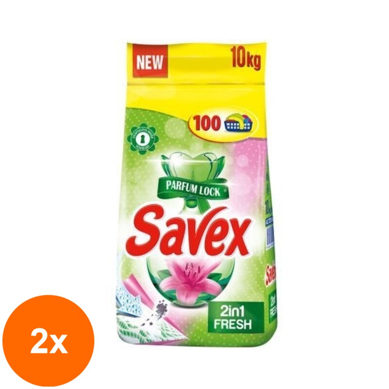 Set 2 x Detergent Automat Savex 2 in 1 Fresh 10 kg