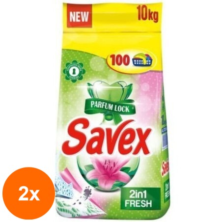 Set 2 x Detergent Automat Savex 2 in 1 Fresh 10 kg...