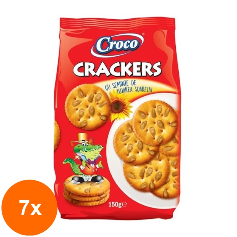 Set 7 x Biscuiti cu Seminte de Floarea Soarelui Croco Crackers, 150 g