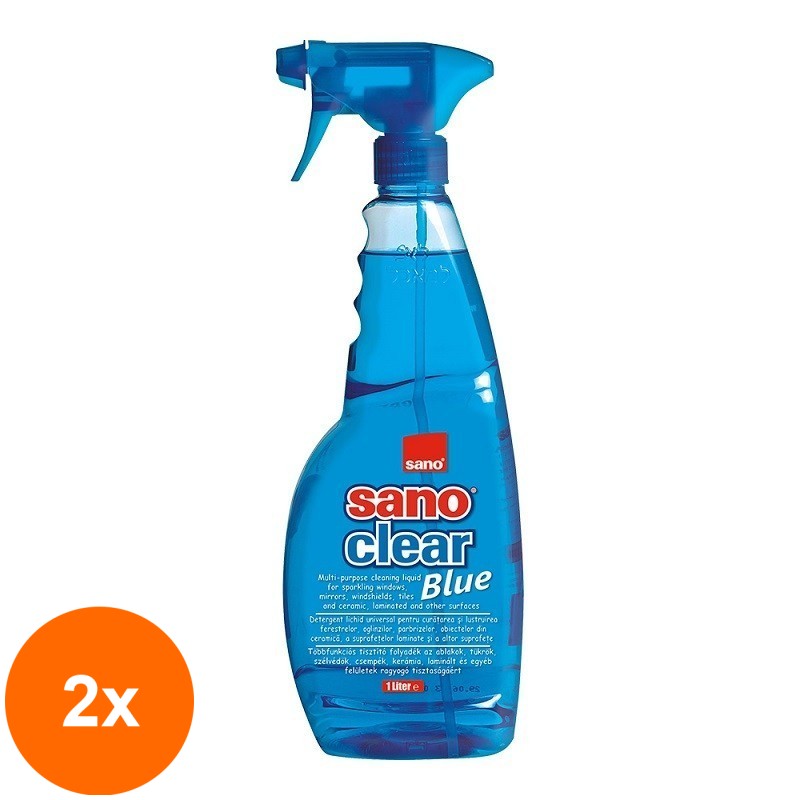 Set 2 x Detergent pentru Curatat Geamuri Sano Clear Blue 1 l