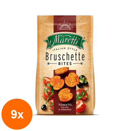 Set 9 x Bruschette Maretti cu Aroma Tomato Olive & Oregano 70 g...
