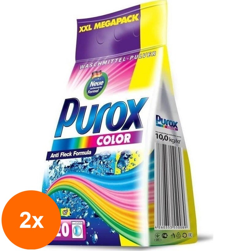 Set 2 x Detergent Pudra pentru Rufe Purox Color Universal 10 kg