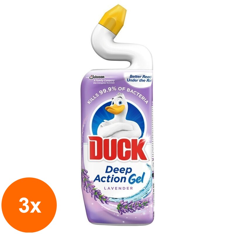 Set 3 x Dezinfectant Toaleta Duck Deep Action Gel Lavender 750 ml