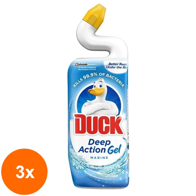 Set 3 x Dezinfectant Toaleta Duck Deep Action Gel Marine 750 ml