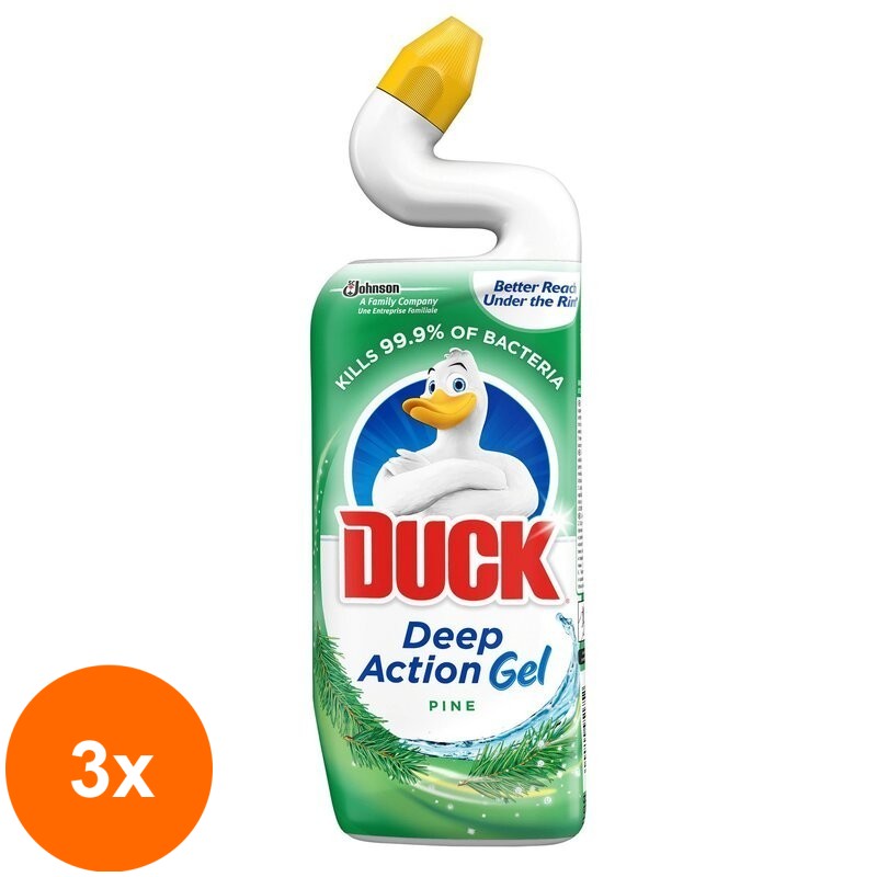 Set 3 x Dezinfectant Toaleta Duck Deep Action Gel Pine 750 ml