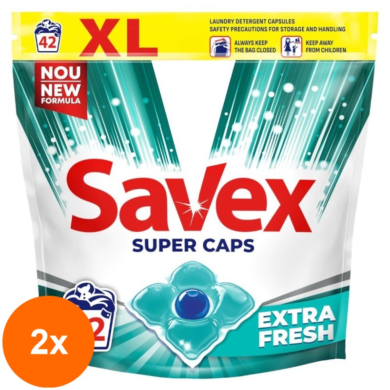 Set 2 x Detergent Capsule Gel Savex Extra Fresh, 42 Spalari