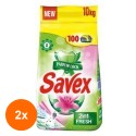 Set 2 x Detergent Automat Savex 2 in 1 Fresh, 100 Spalari, 10 Kg