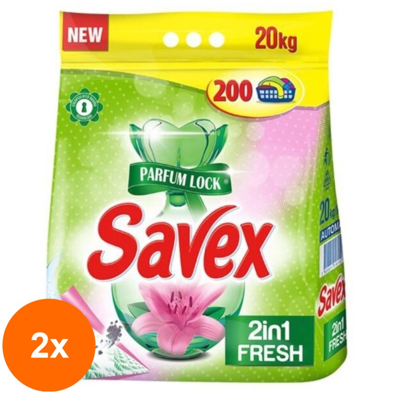 Set 2 x Detergent Automat Savex 2 in 1 Fresh 20 Kg