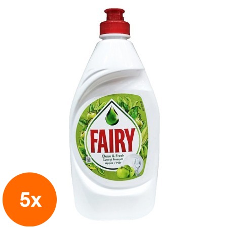 Set 5 x Detergent de Vase Fairy Apple, 400 ml...