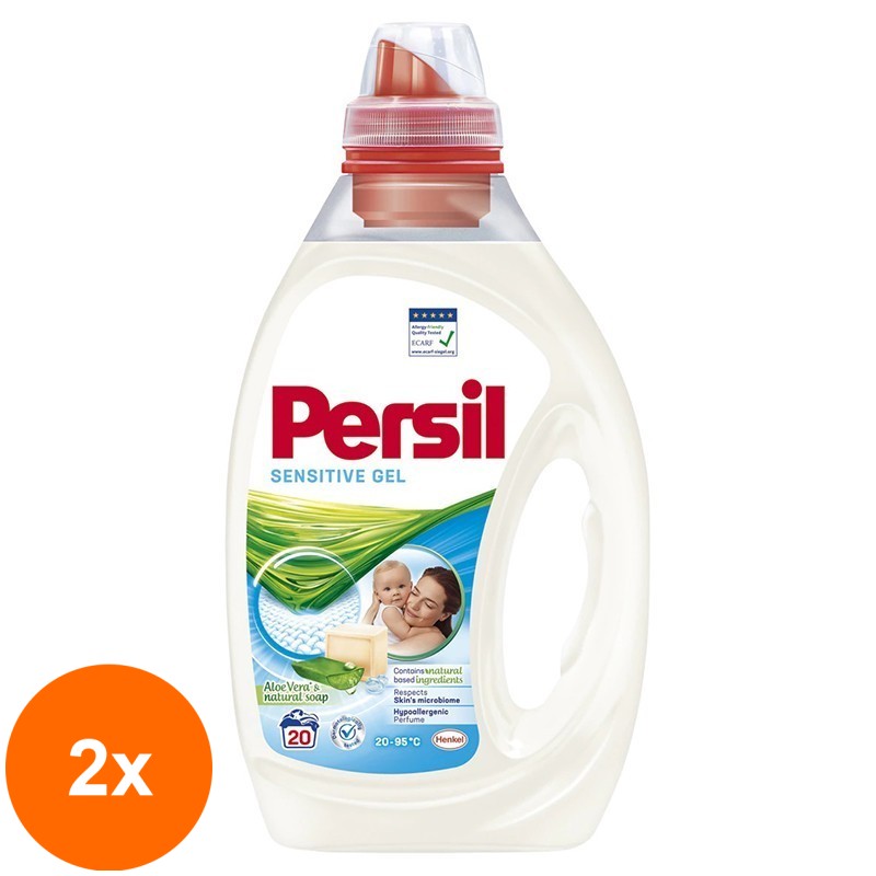 Set 2 x Detergent Lichid Persil Sensitive Gel, 20 Spalari, 1 l