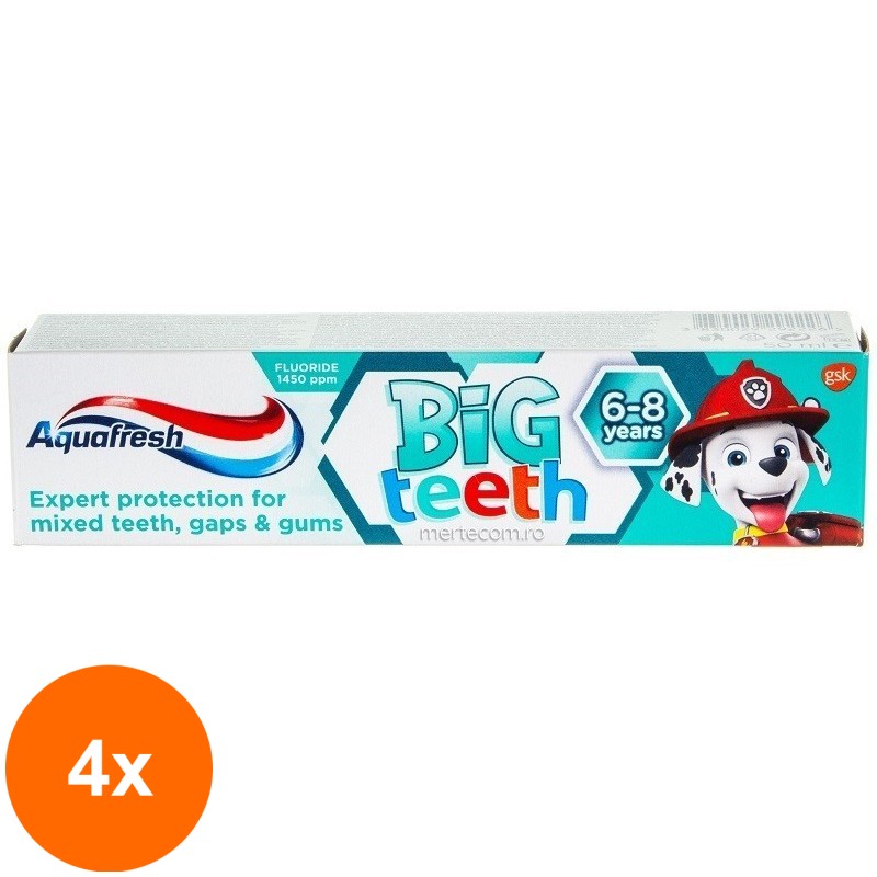 Set 4 x Pasta de Dinti Aquafresh pentru Copii Big Teeth 50 ml