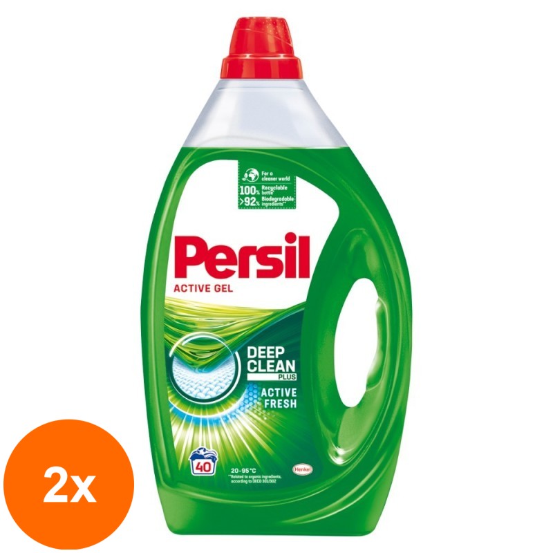Set 2 x Detergent Lichid Persil Active Gel Deep Clean, 40 Spalari, 2 l