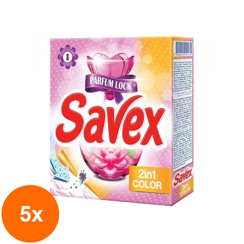 Set 5 x Detergent Automat Savex 300 g, 2 In 1 Color