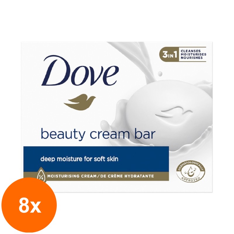 Set 8 x Sapun Crema Dove Beauty Cream Bar Original, 90 g