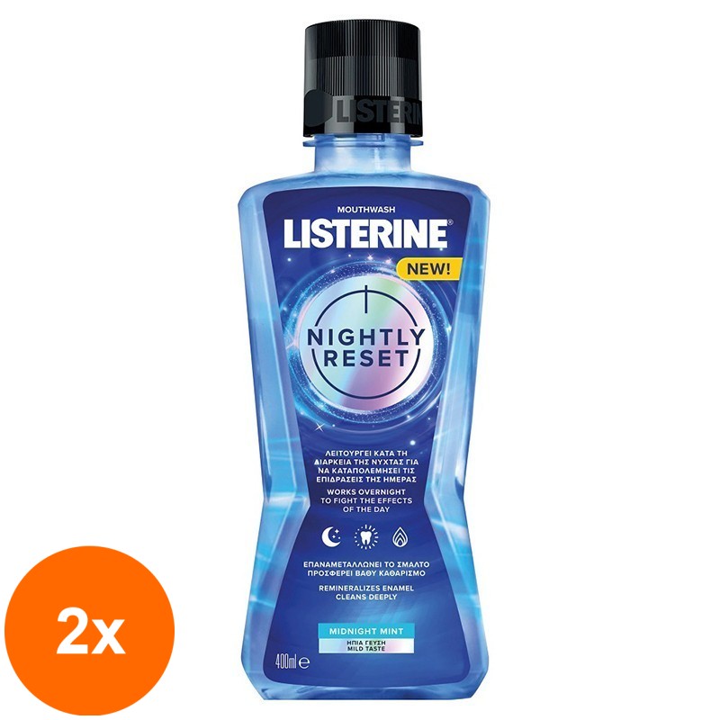 Set 2 x Apa de Gura Listerine Nightly Reset, 400 ml