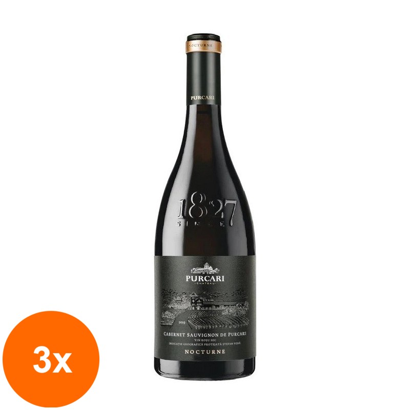 Set 3 x Vin Rosu Nocturne Cabernet Sauvignon de Purcari Sec 0.75 l