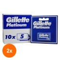 Set 2 x 50 Lame de Ras Gillette Platinum, Albastru