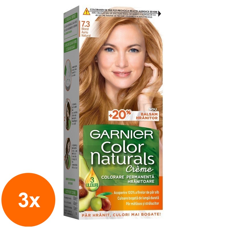 Set 3 x Vopsea de Par 7.3 Blond Auriu Natural Garnier Color Naturals